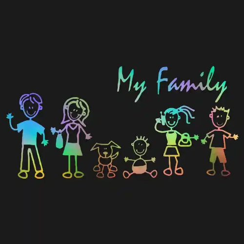 Car Sticker Family Stick Figure Kid Baby Cat Dog Pet Creativity Bumper Applique PVC Decal 10*20cm Accessory Stickers Supplies