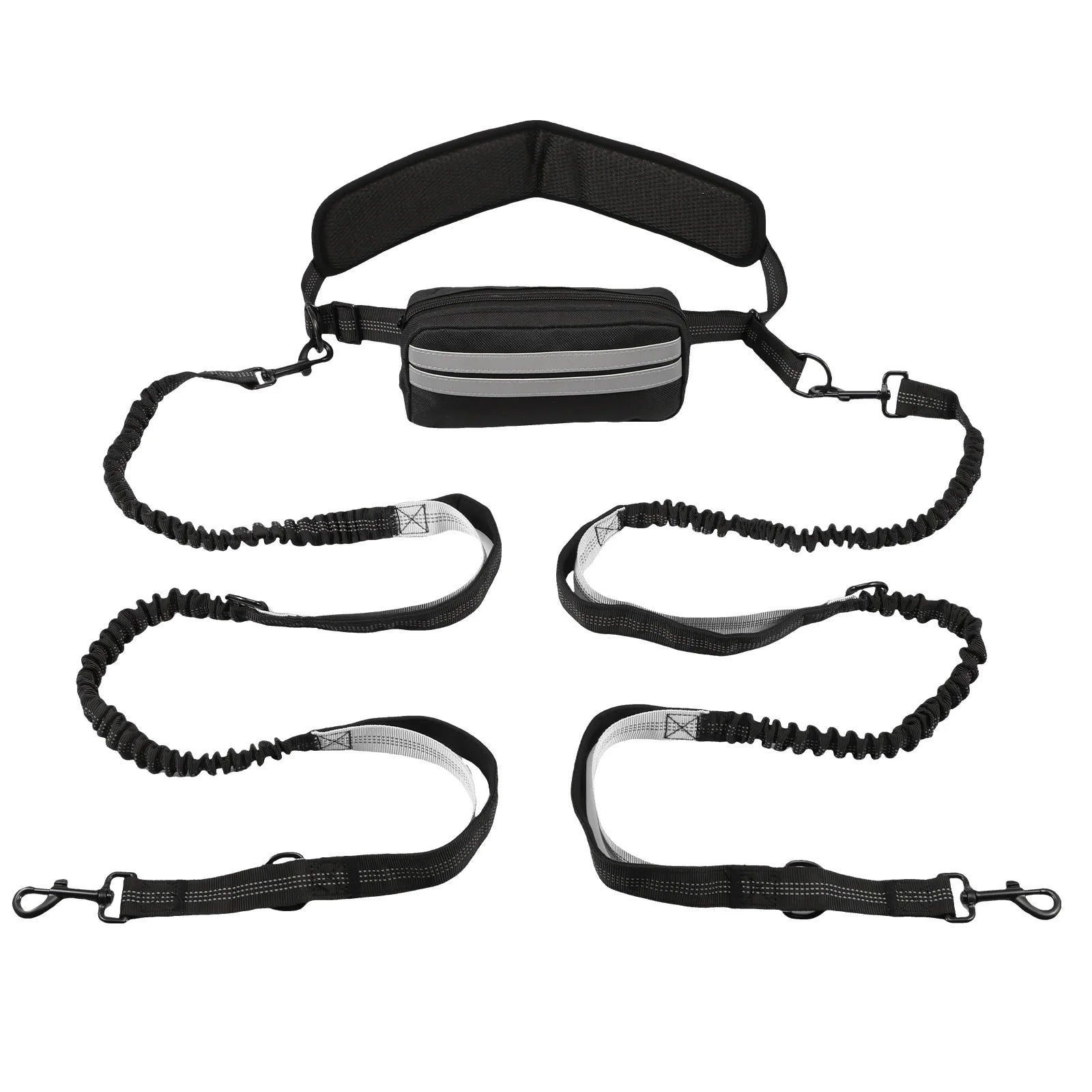 Hands Free Dog Leash Reflective Leash with Waist Bag Retractable Elastic Belt Dog Traction Rope for Running Walking Pet Products