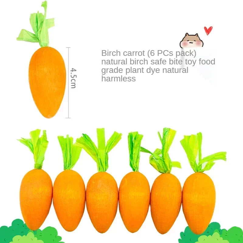 Wooden Carrot Hamster Toy Small Animal Cage Landscaping Supplies Rat Accessories Hamsters Pygmy Chipmunk Molars Toy