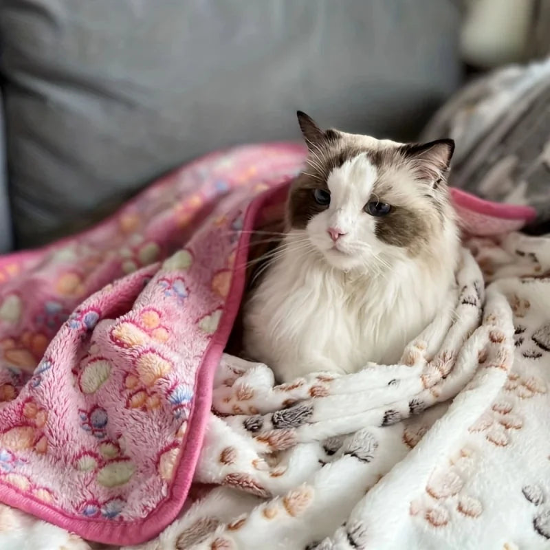 Soft Flannel Fleece Cat Dog Blanket Bed Mats Paw Foot Print Warm Pet Blanket Sleeping Beds Cover Mat For Dogs Cats Pets supplies