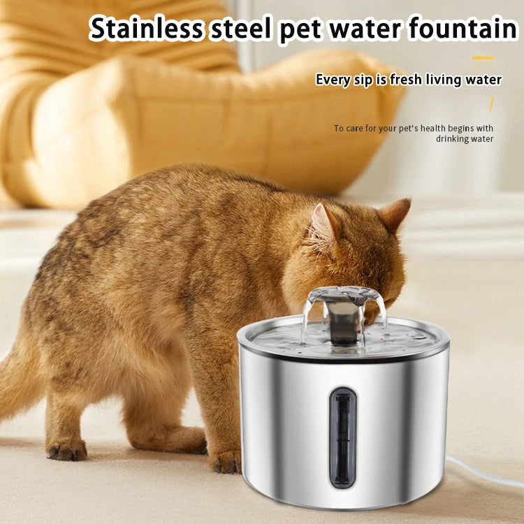 Cat Water Fountain 2.5L Stainless Steel Pet Water Fountain Dog Water Dispenser Automatic Cat Fountain Dog Bowls Cat Products