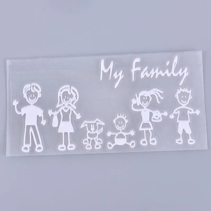 Car Sticker Family Stick Figure Kid Baby Cat Dog Pet Creativity Bumper Applique PVC Decal 10*20cm Accessory Stickers Supplies