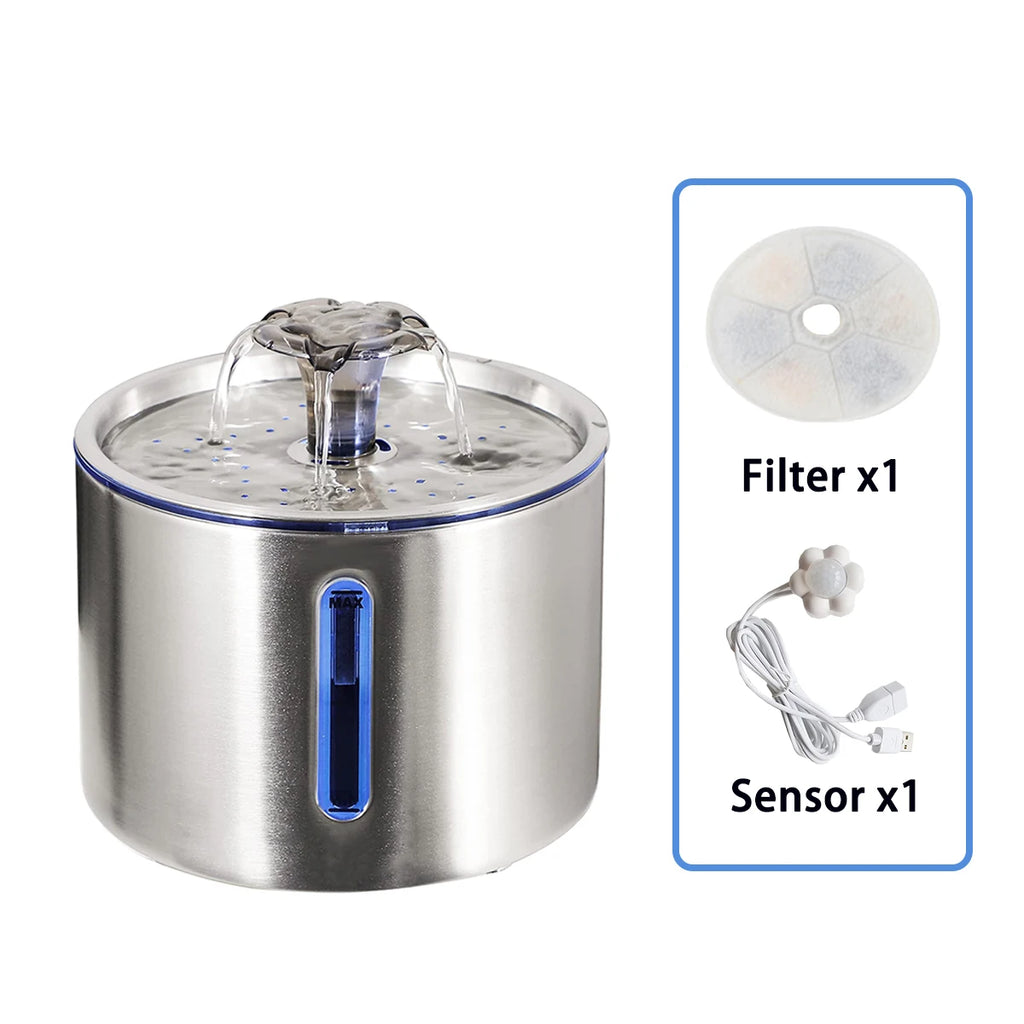 Cat Water Fountain 2.5L Stainless Steel Pet Water Fountain Dog Water Dispenser Automatic Cat Fountain Dog Bowls Cat Products