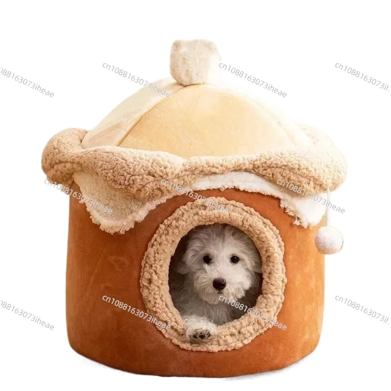 Warm Winter Cat Dog House Deep Sleep Pet Nest Geometric Ice Cream House Fun Comfort Nest for Small Medium Cat Dogs Pet Supplies