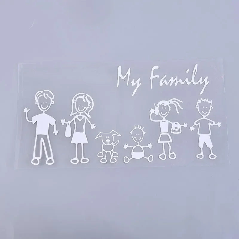 Car Sticker Family Stick Figure Kid Baby Cat Dog Pet Creativity Bumper Applique PVC Decal 10*20cm Accessory Stickers Supplies