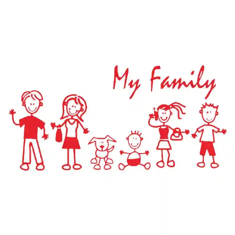 Car Sticker Family Stick Figure Kid Baby Cat Dog Pet Creativity Bumper Applique PVC Decal 10*20cm Accessory Stickers Supplies