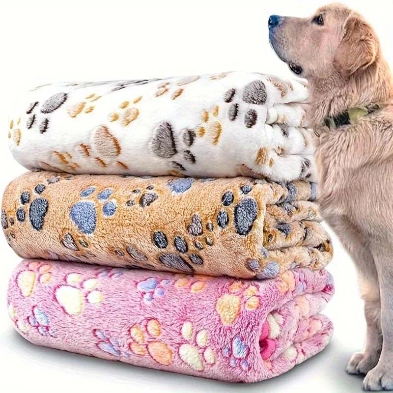 Soft Flannel Fleece Cat Dog Blanket Bed Mats Paw Foot Print Warm Pet Blanket Sleeping Beds Cover Mat For Dogs Cats Pets supplies