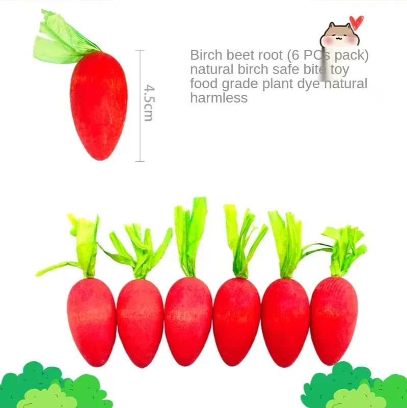 Wooden Carrot Hamster Toy Small Animal Cage Landscaping Supplies Rat Accessories Hamsters Pygmy Chipmunk Molars Toy