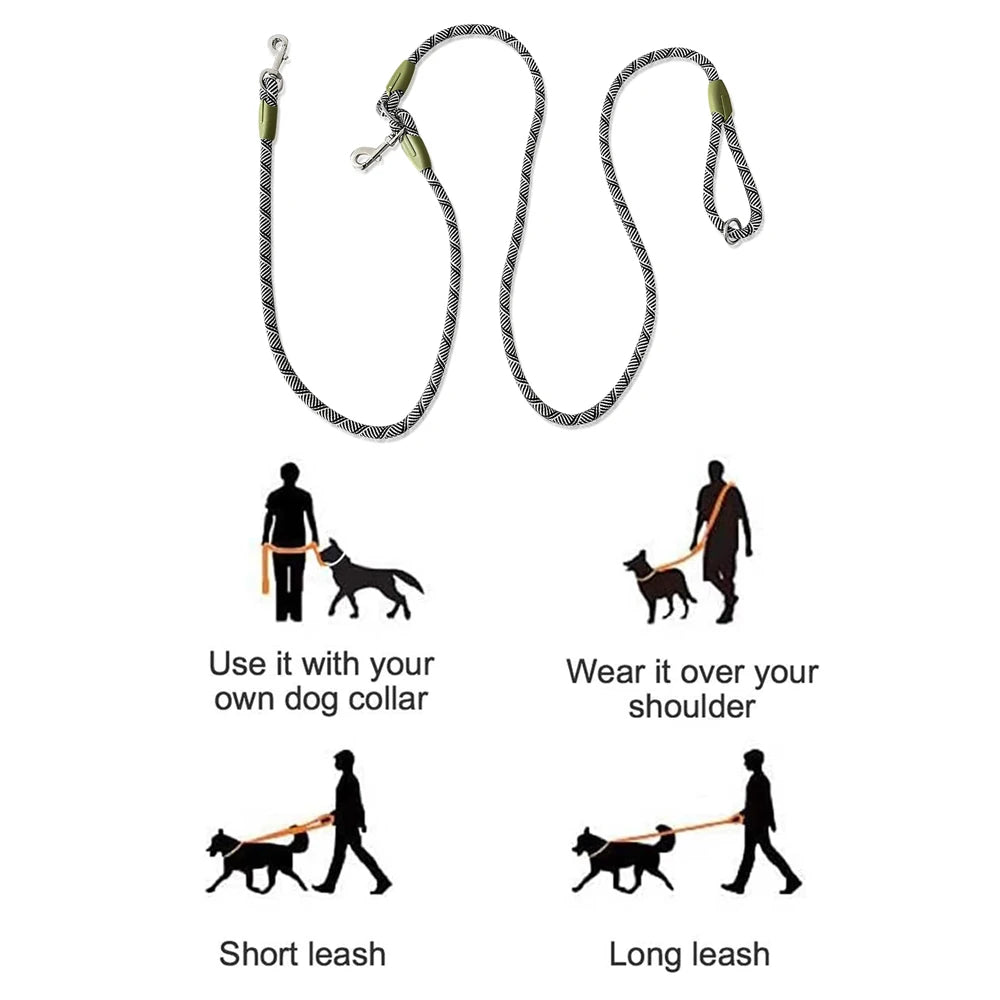 S/M/L Reflective Nylon Leashes Pet Dogs Chain Traction Rope Leads for Running Free Hands Rope Chain for Small Large Dogs Walking