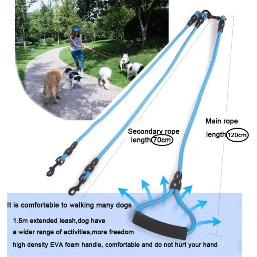 With Foam Handle 2/3/4 Way Pet Leash Nylon Detachable Two Heads Dogs Leash Durable 120CM Dogs Traction Rope Walking The Dogs