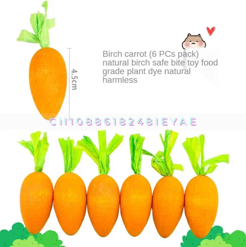 Wooden Carrot Hamster Toy Small Animal Cage Landscaping Supplies Rat Accessories Hamsters Pygmy Chipmunk Molars Toy