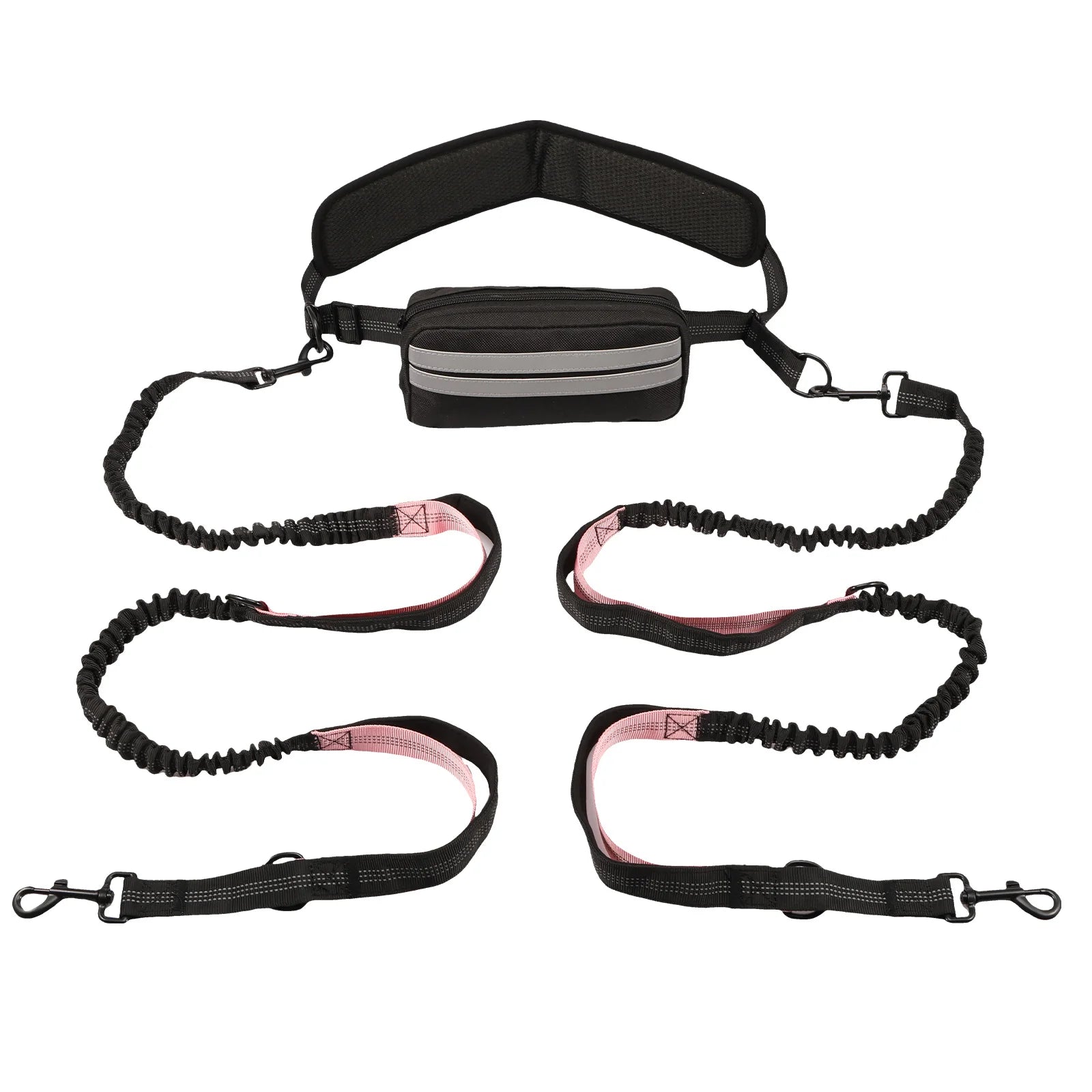 Hands Free Dog Leash Reflective Leash with Waist Bag Retractable Elastic Belt Dog Traction Rope for Running Walking Pet Products