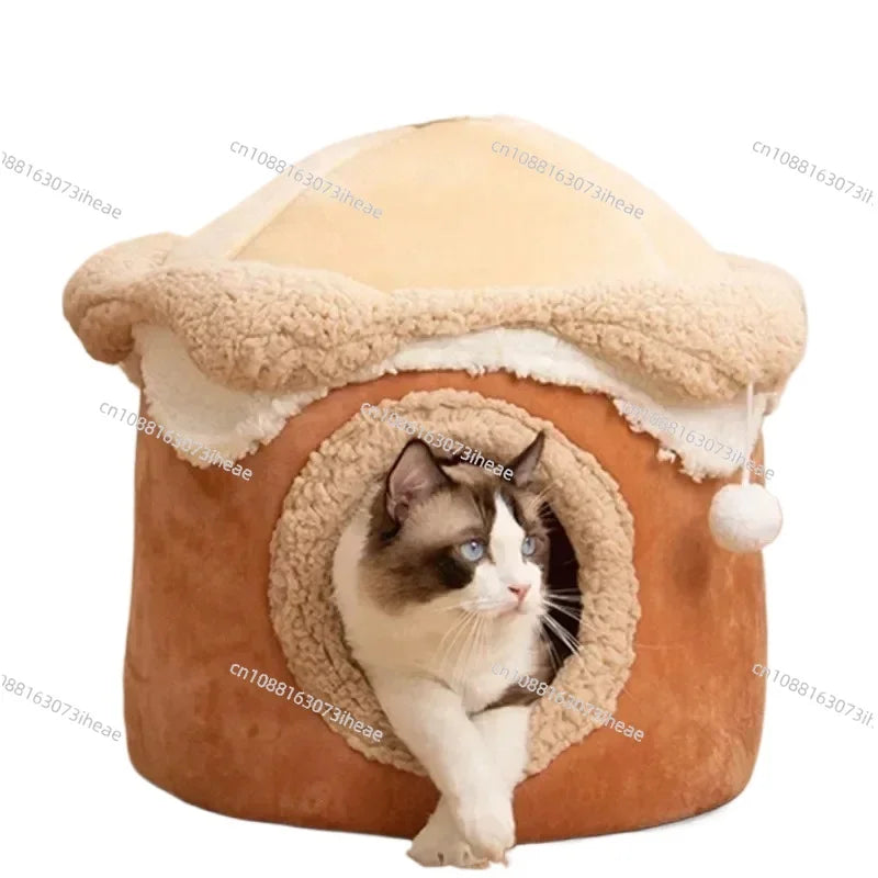 Warm Winter Cat Dog House Deep Sleep Pet Nest Geometric Ice Cream House Fun Comfort Nest for Small Medium Cat Dogs Pet Supplies