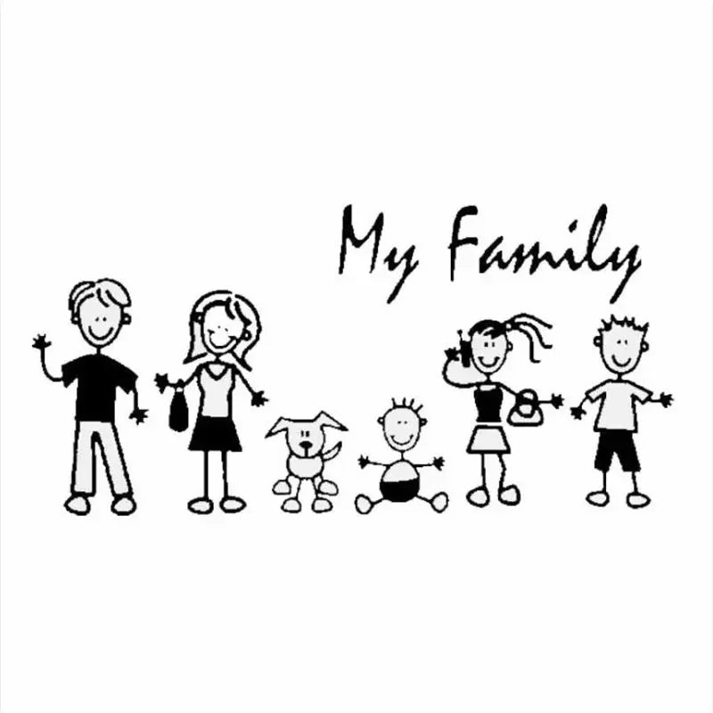Car Sticker Family Stick Figure Kid Baby Cat Dog Pet Creativity Bumper Applique PVC Decal 10*20cm Accessory Stickers Supplies