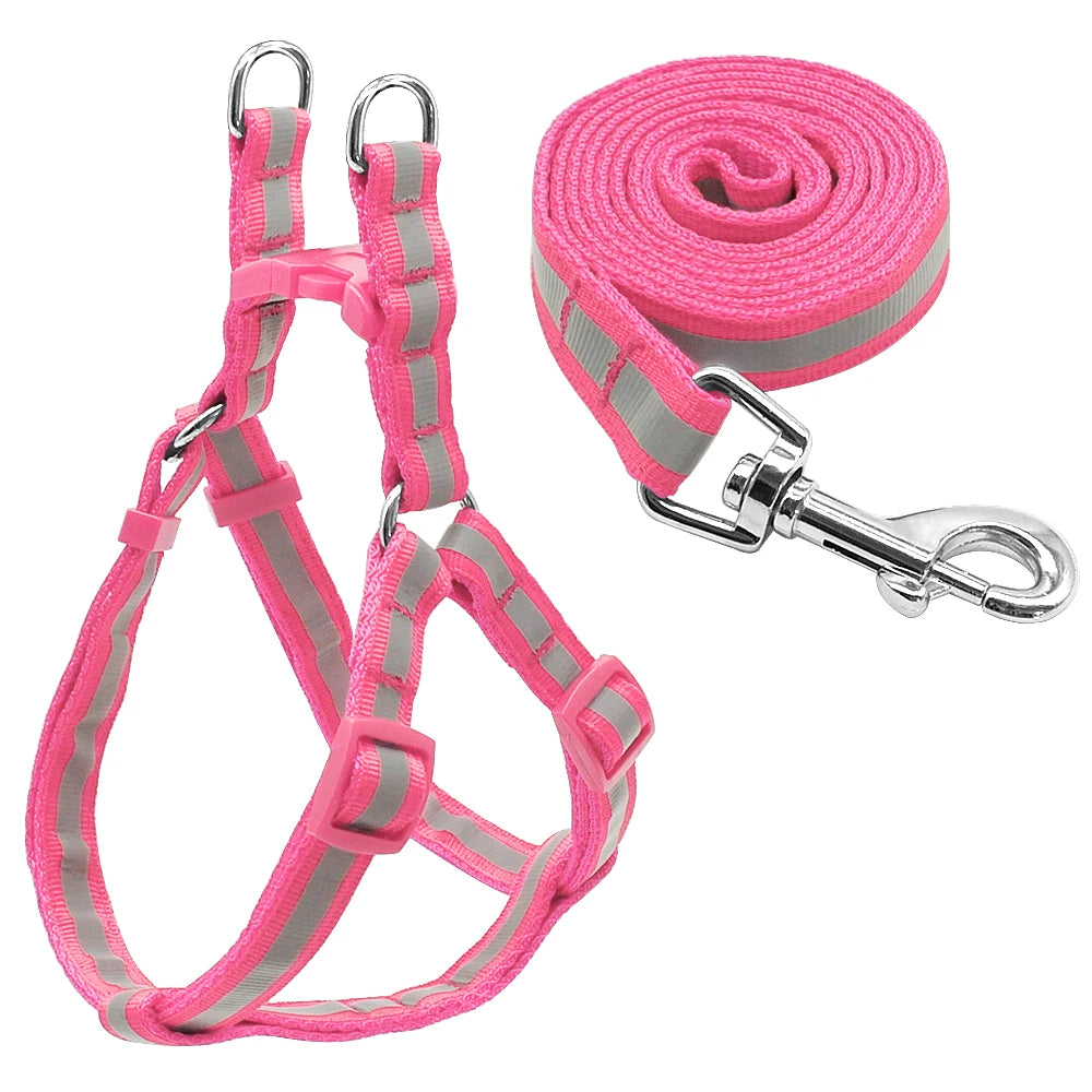 Reflective Nylon Dog Harness and Leash Set for Small and Medium Dogs, Puppy Lead, Chihuahua, Yorkie, 7 Colors