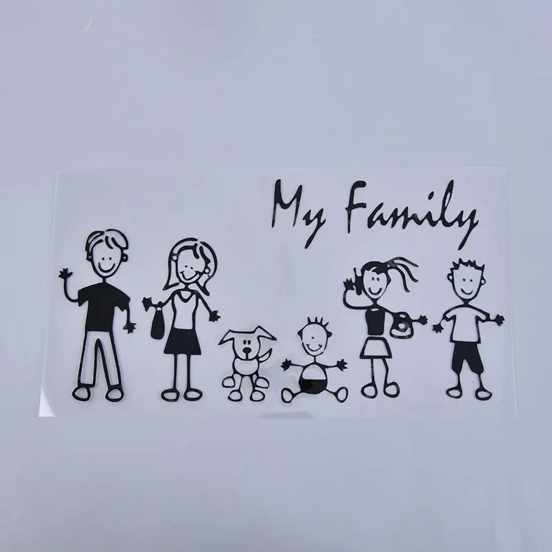 Car Sticker Family Stick Figure Kid Baby Cat Dog Pet Creativity Bumper Applique PVC Decal 10*20cm Accessory Stickers Supplies