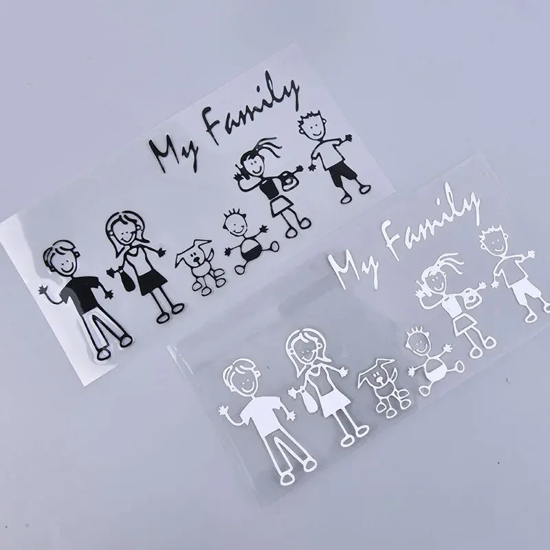 Car Sticker Family Stick Figure Kid Baby Cat Dog Pet Creativity Bumper Applique PVC Decal 10*20cm Accessory Stickers Supplies
