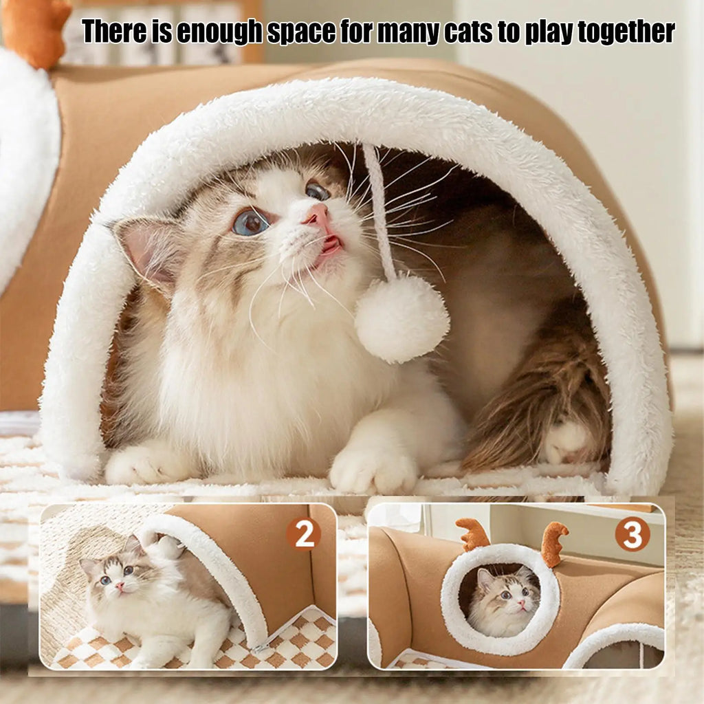 Cat Bed Tunnel Cat Play Tunnel Warm Shelter Tent House Toys for Dog Pet Animal Indoor Outdoor Wall-Corner Games Outside