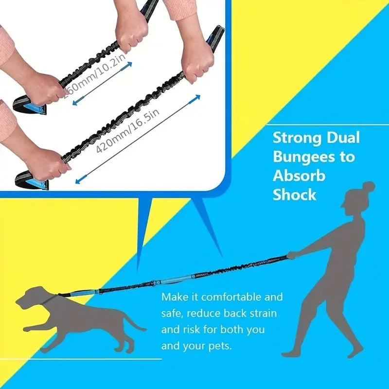 Adjustable Hands-Free Dog Running Leash with Double Handles and Elastic Retractable Rope for Large and Medium Dogs - Perfect for